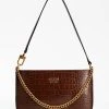 Guess Laukku Katey Croc Mini Top Zip Shldr Brown