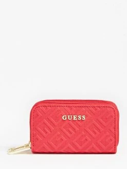 GUESS myymälä 12 Guess Lompakko Lorey Double Zip Mini Wallet Red
